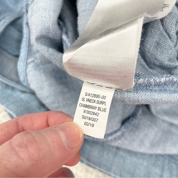 Old Navy Blue Chambray V-Neck Surplice Ruffle Sleeve Jumpsuit Extra Small - Picture 8 of 13